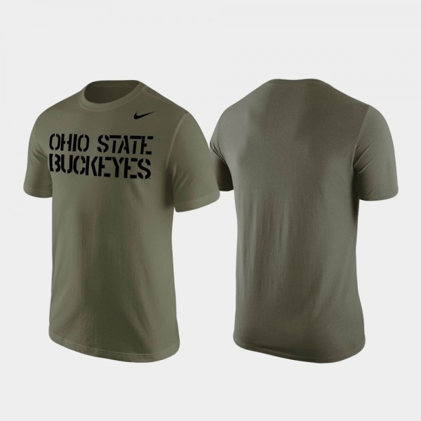 Ohio State Buckeyes Men's Olive Stencil Wordmark College Football T-Shirt 2404EWMU2